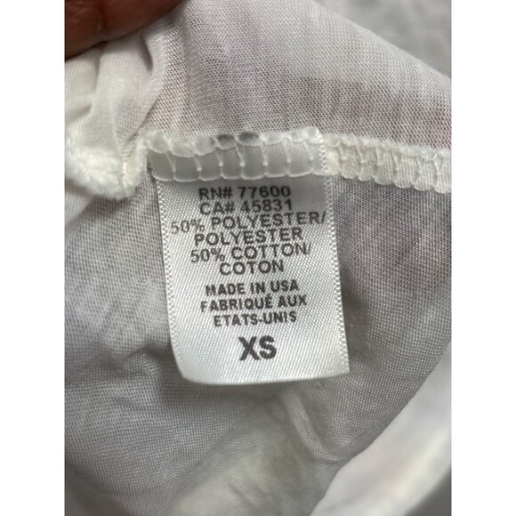 Mouchette XS White Scoop Neck Short Sleeve T-Shirt 50% Cotton 50% Polyester Made - Picture 6 of 9